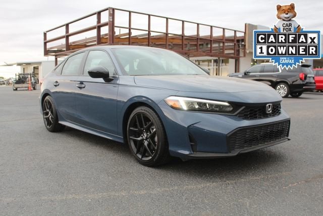 2025 Honda Civic Sedan Sport in Blue — front three-quarter view