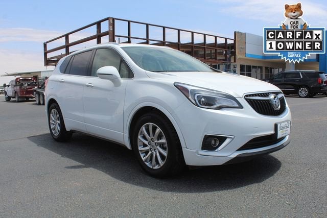 2019 Buick Envision Essence in Summit White — front three-quarter view